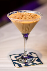 Cocktails at the bar of a restaurant. Tasty alcoholic drink.