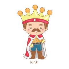 Alphabet K For King Vocabulary Illustration Vector Clipart
