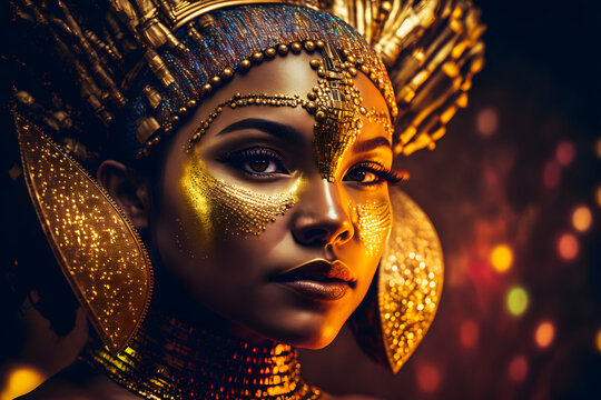 Jeune femme en habit traditionnel sud am&eacute;ricain &raquo; IA g&eacute;n&eacute;rative