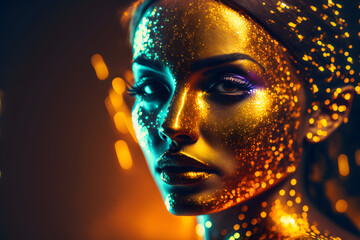 Jeune mannequin à la peau d'or » IA générative