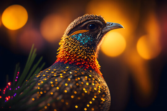 Portrait d'un faisan aux couleurs scintillantes &raquo; IA g&eacute;n&eacute;rative