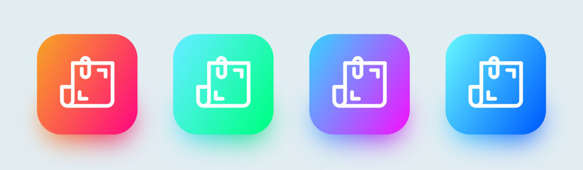 Attachment line icon in square gradient colors. Document signs vector illustration.
