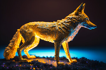 Statuette de loup en or lumineuse » IA générative