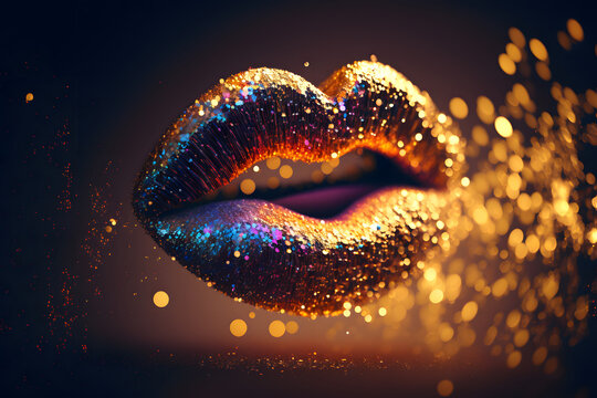 Un baiser de paillettes d'or pour la Saint-Valentin &raquo; IA g&eacute;n&eacute;rative