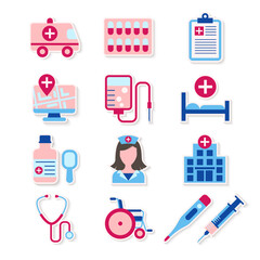 medicine, hospital, ambulance, icon set, vector