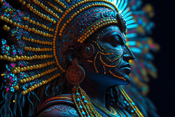 Apparat aztèque couleur néon » IA générative