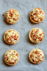 Flamenkueche or tarte flambee, french onion and bacon flame cake