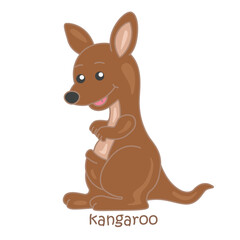 Alphabet K For Kangaroo Vocabulary Illustration Vector Clipart