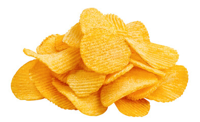 Delicious potato chips cut out