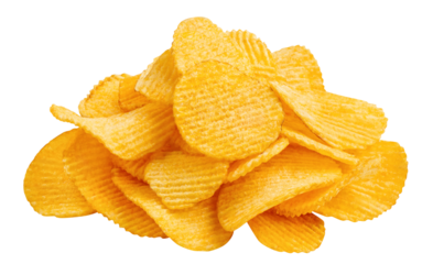 Delicious potato chips cut out
