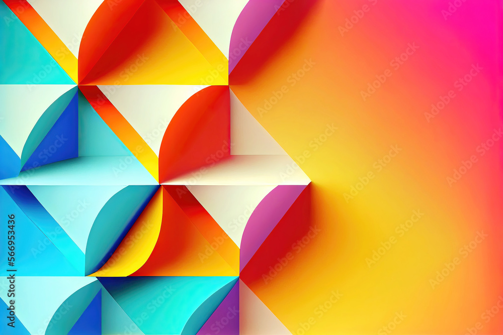 Wall mural colorful abstract background wallpaper with geometric structures in clashing colors (generative ai)
