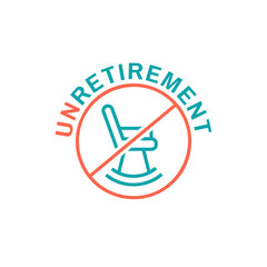 The unretirement icon. Back to work outlined symbol.