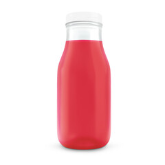 Red fruit juice glass bottle mockup