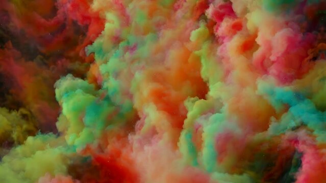 abstract colorful splash watercolor hand drawn background. Fantasy sky with colorful smokes. Seamless and infinity looping video animation background. Live wallpaper or screen saver video