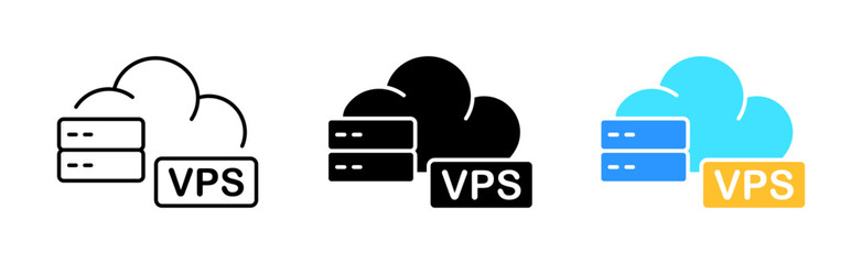 Cloud storage icons set. Download, storage, database, server, file upload, internet, information, file sharing, button, media. technology concept. vector line icon in different styles