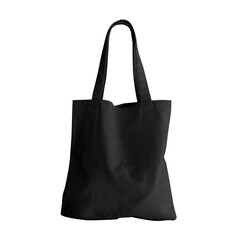 Black canvas shopping bag transparent