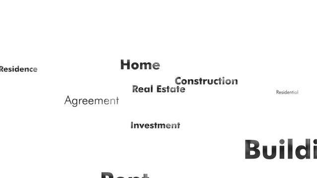 Construction and real estate typography. Animated text animation