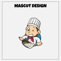Food logo fried rice mascot illustration vector design