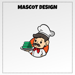 Indonesia traditional food logo putu cake mascot illustration vector design
