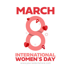 Fototapeta na wymiar International Women's Day March 8 Celebration Simple Social media Post Template