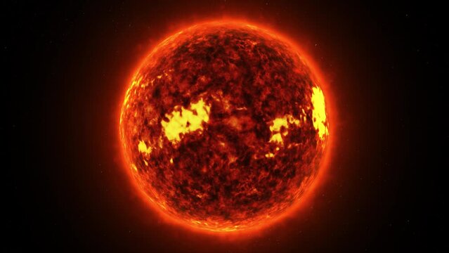 Concept 2-U1 View of the realistic sun from space with solar flares and stars.