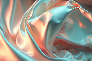 silk fabric with pink and light blue satin colors created with Generative AI technology