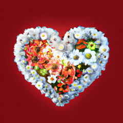 heart of flowers, heart of flowers, valentine background with hearts and flowers, heart with pattern, heart shaped candies,heart of gears, valentine, Floral-Heart-Graphic-For-Wedding
