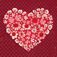 heart with roses, heart of flowers, heart of flowers, valentine background with hearts and flowers, heart with pattern, heart shaped candies,heart of gears, valentine, Floral-Heart-Graphic-For-Wedding