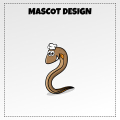 Food logo fried eel mascot illustration vector design