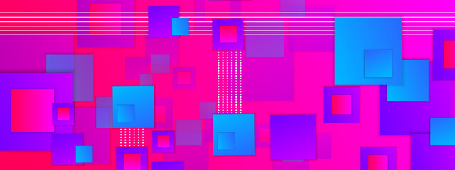 Abstract blue and purple pink gradient background with squares