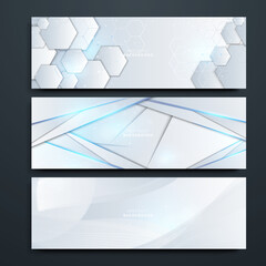 Fototapeta premium Abstract white background banner. White abstract banner design. Vector shaped background. Modern graphic template banner pattern for social media and web sites