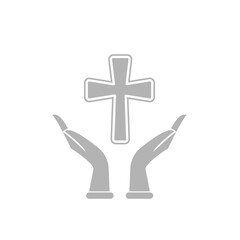 hand, cross, faith icon, vector illustration