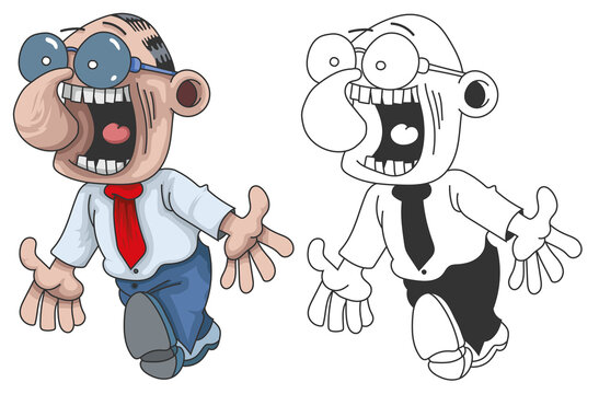 Caricature d'un employ&eacute; de bureau heureux