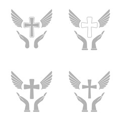 Fototapeta premium hand, cross, faith icon, vector illustration