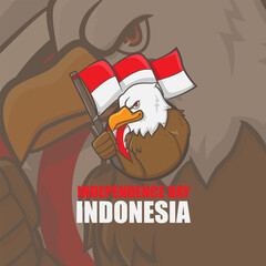 Independence day indonesian logo garuda mascot illustration vector design