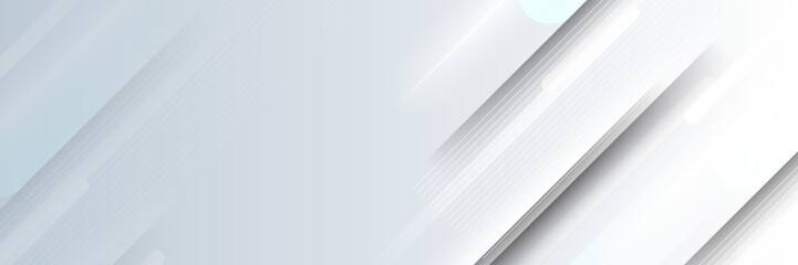 Fototapeta premium Abstract white and gray gradient background banner. Geometric modern design. Vector Illustration.
