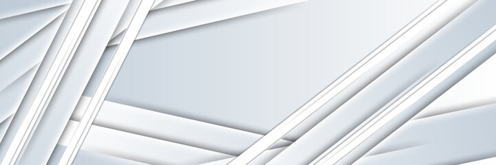 Obraz premium Abstract white and gray gradient background banner. Geometric modern design. Vector Illustration.