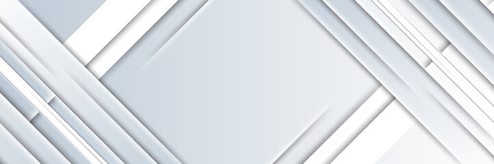 Obraz premium Abstract white and gray gradient background banner. Geometric modern design. Vector Illustration.