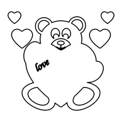 bear icon with heart, love, vector illustration