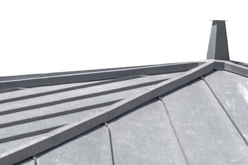Toiture en zinc, fond blanc 