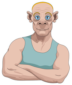 Sportif costaud en marcel les bras crois&eacute;s