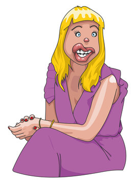 Influenceuse blonde &agrave; l&egrave;vres pulpeuses