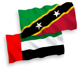 Flags of Federation of Saint Christopher and Nevis and United Arab Emirates on a white background