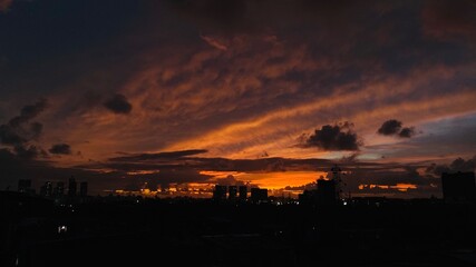 sunset over the city