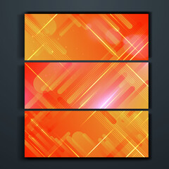 Minimal geometric background. Orange elements with dynamic technology gradient banner. Dynamic shapes composition. Vector illustration