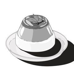 milk pudding pudding custard with caramel glaze. a flat illustration in the cartoon style of isolation on a white background.