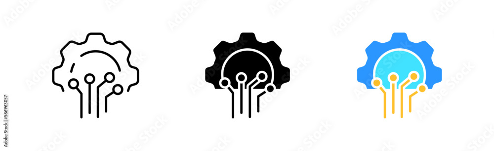 Poster technique icons set. science, gadgets, modern, internet, inventions, help, robotics. future, creativ