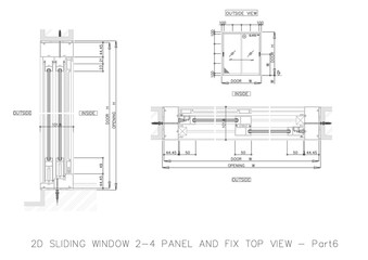 2D SLIDING WINDOW 2-4 PANEL AND FIX TOP VIEW