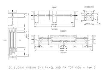 2D SLIDING WINDOW 2-4 PANEL AND FIX TOP VIEW