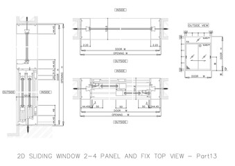 2D SLIDING WINDOW 2-4 PANEL AND FIX TOP VIEW